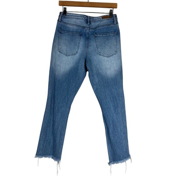 Articles of Society High Waisted Medium Wash Distressed Straight Leg Jeans - Picture 4 of 8